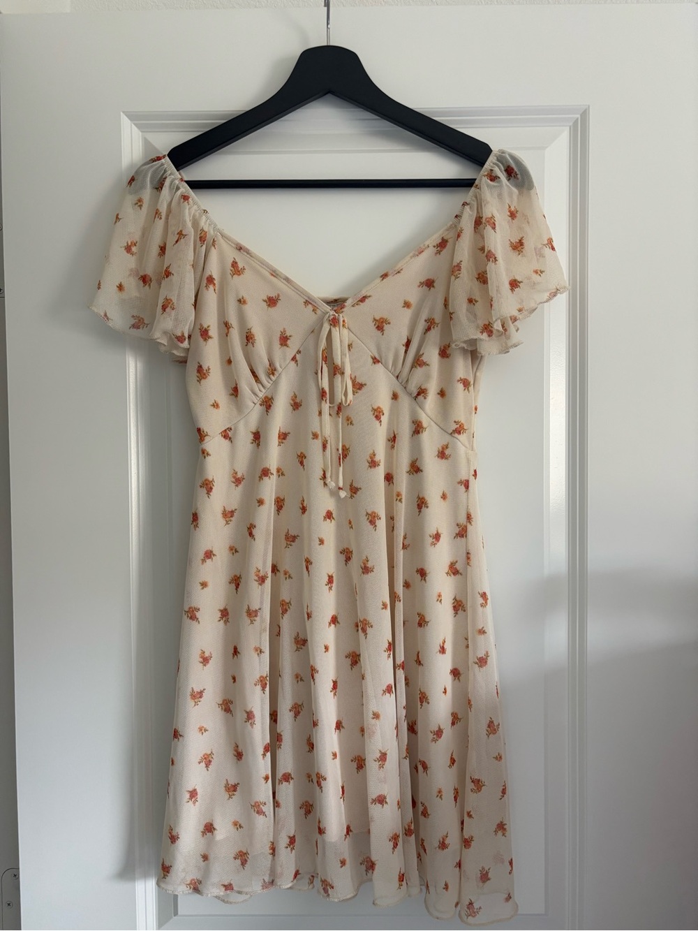See You Monday Mesh Floral Nude Dress